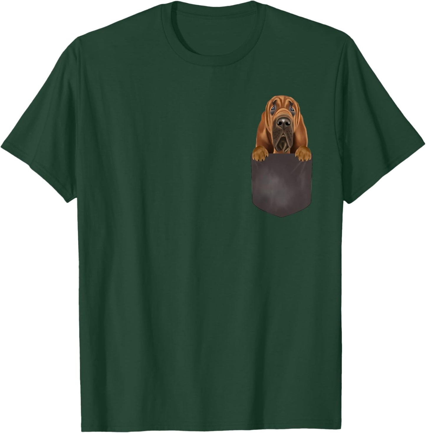 Dog In Pocket Funny Dog Lover Bloodhound Men Women Girls Kids T-Shirt - T-Shirt | Forest