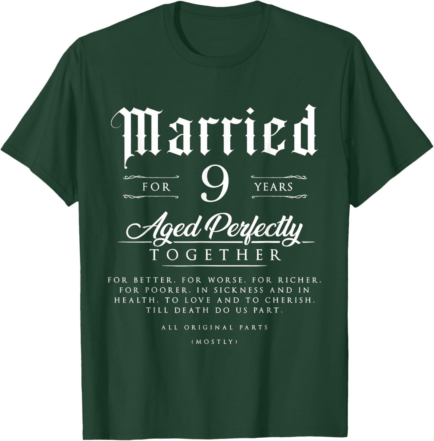 9th Wedding Anniversary Couple Gift 9 Years Married T-Shirt - T-Shirt | Forest