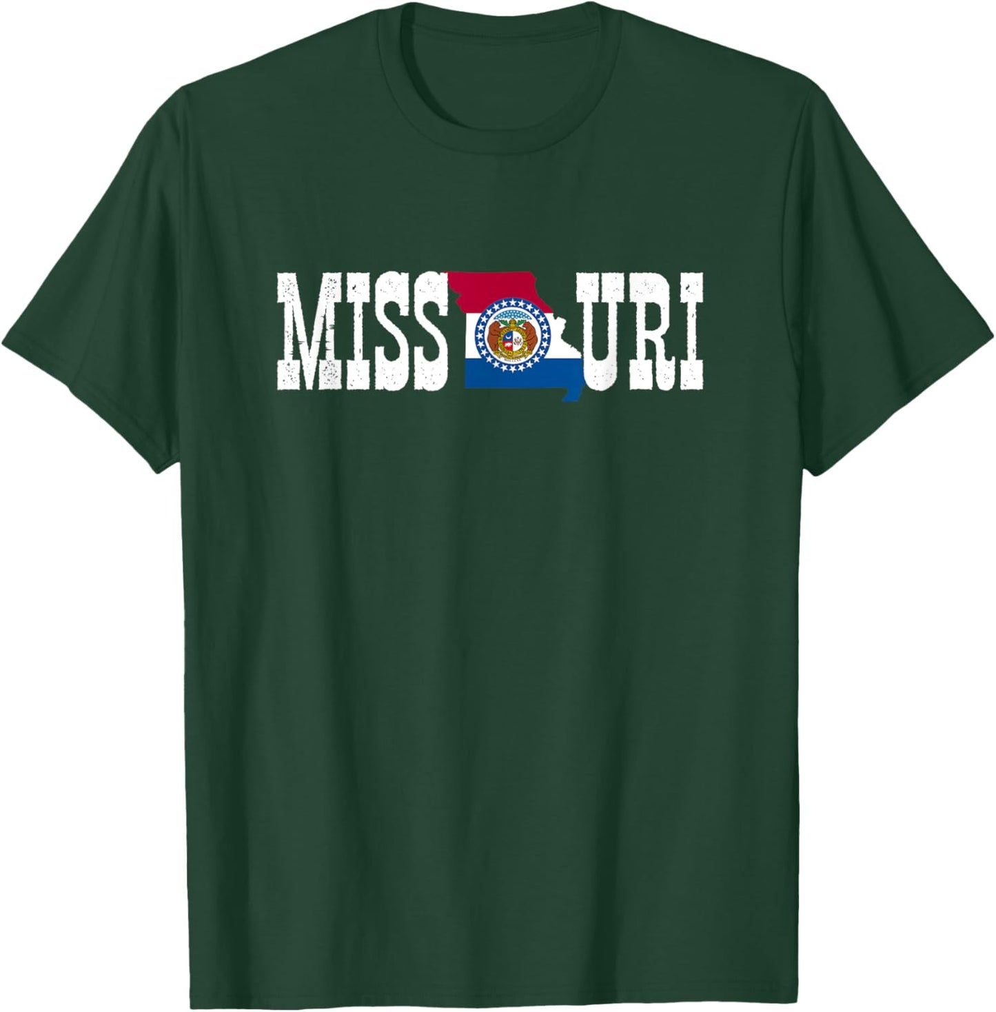 Missouri State and Missouri Flag with Pride for Missouri T-Shirt - T-Shirt | Forest