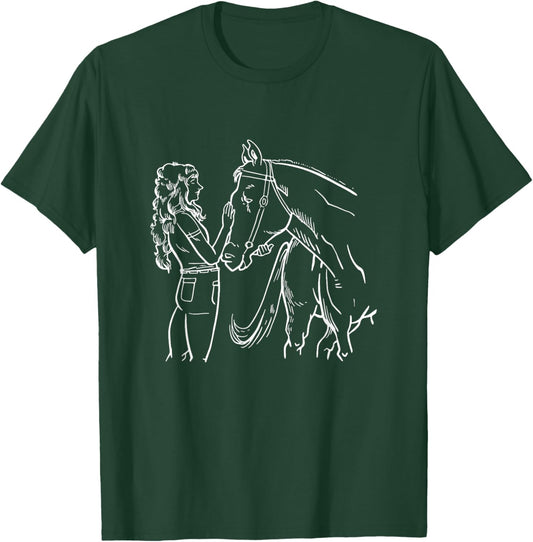 Girl With Horse Woman T-Shirt - T-Shirt | Forest
