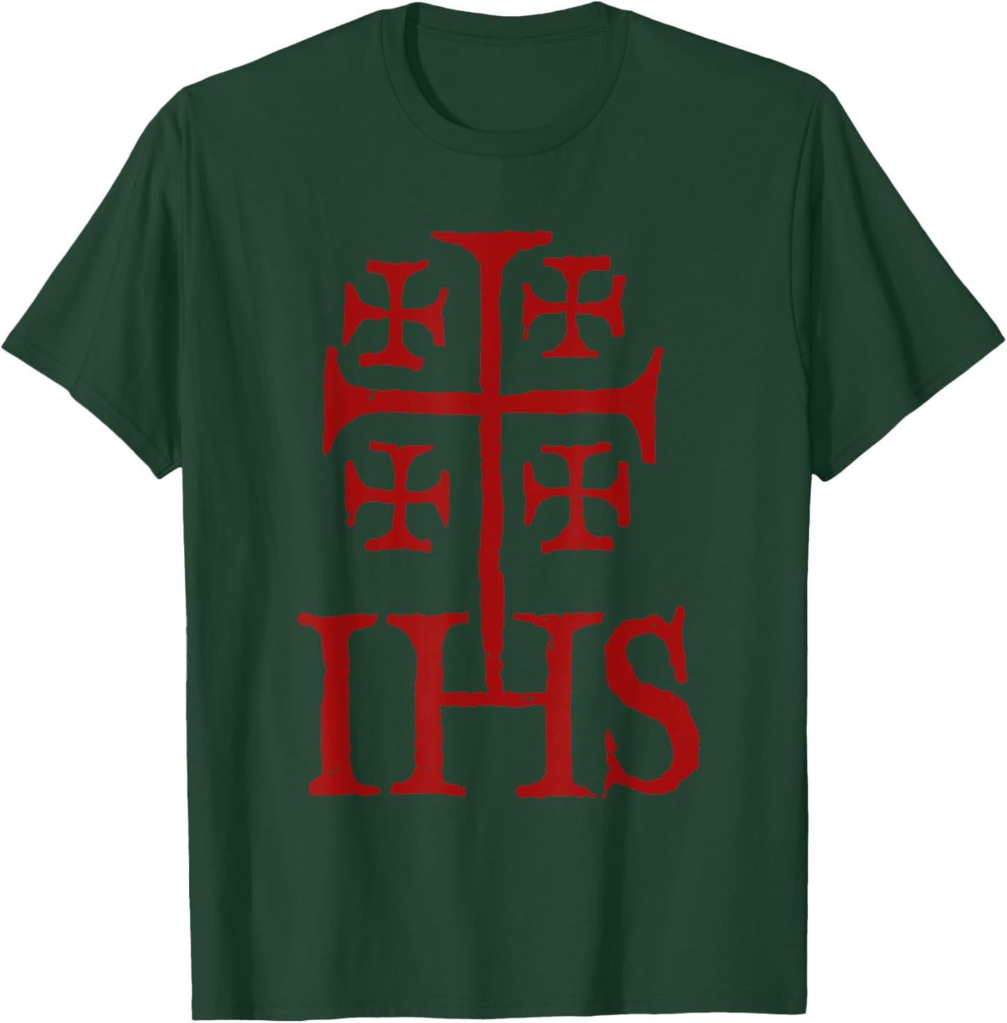 Medieval Crusaders Jerusalem Cross IHS Knights Templar T-Shirt - T-Shirt | Forest