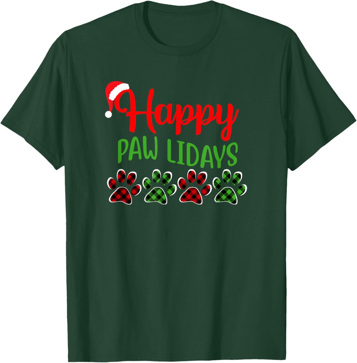 Dog Dad Mom Happy Pawlidays Merry Christmas Holidays Men Women T-Shirt - T-Shirt | Forest