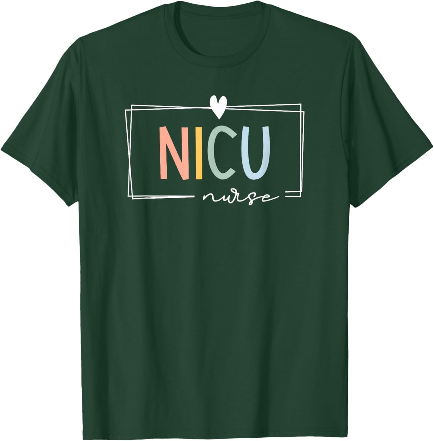 Retro NICU Nurse ICU Neonatal Rainbow Team Tiny Humans T-Shirt - T-Shirt | Forest