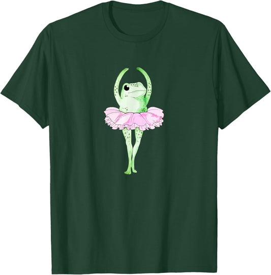 Aesthetic Frog dancing Ballerina Retro T-Shirt - T-Shirt | Forest