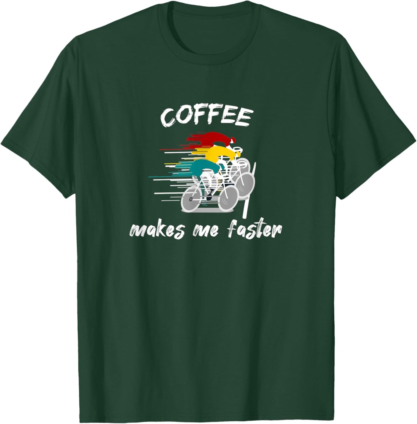 Coffee and Bike, Racing Road Bike, MTB, Triathlon, Latte Art T-Shirt - T-Shirt | Forest