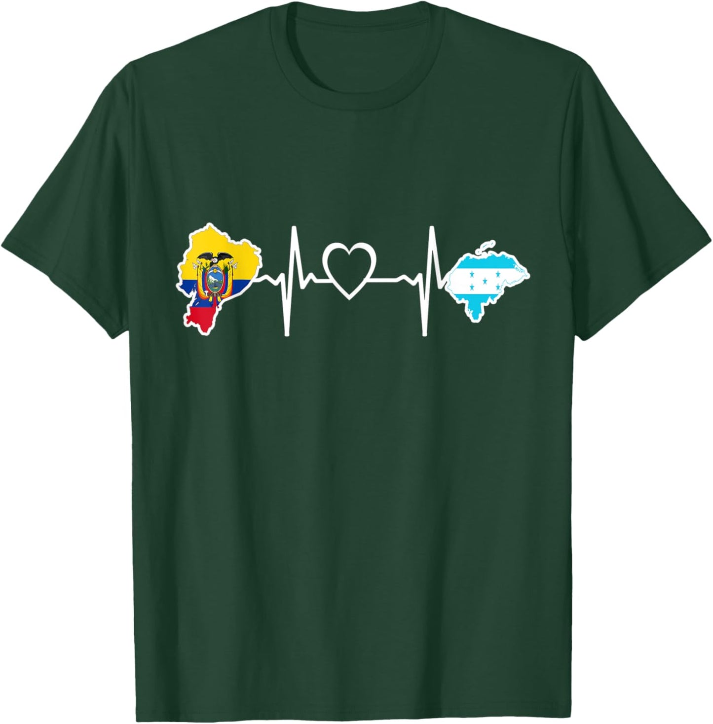 Ecuadorian Honduras Flag - Ecuador Honduran Heartbeat T-Shirt - T-Shirt | Forest