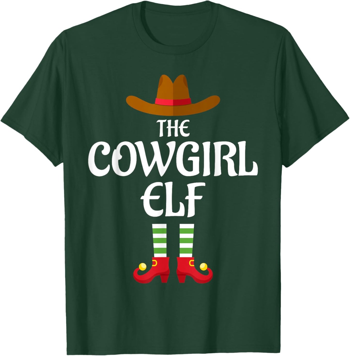Cowgirl Elf Family Matching Group Christmas T-Shirt - T-Shirt | Forest