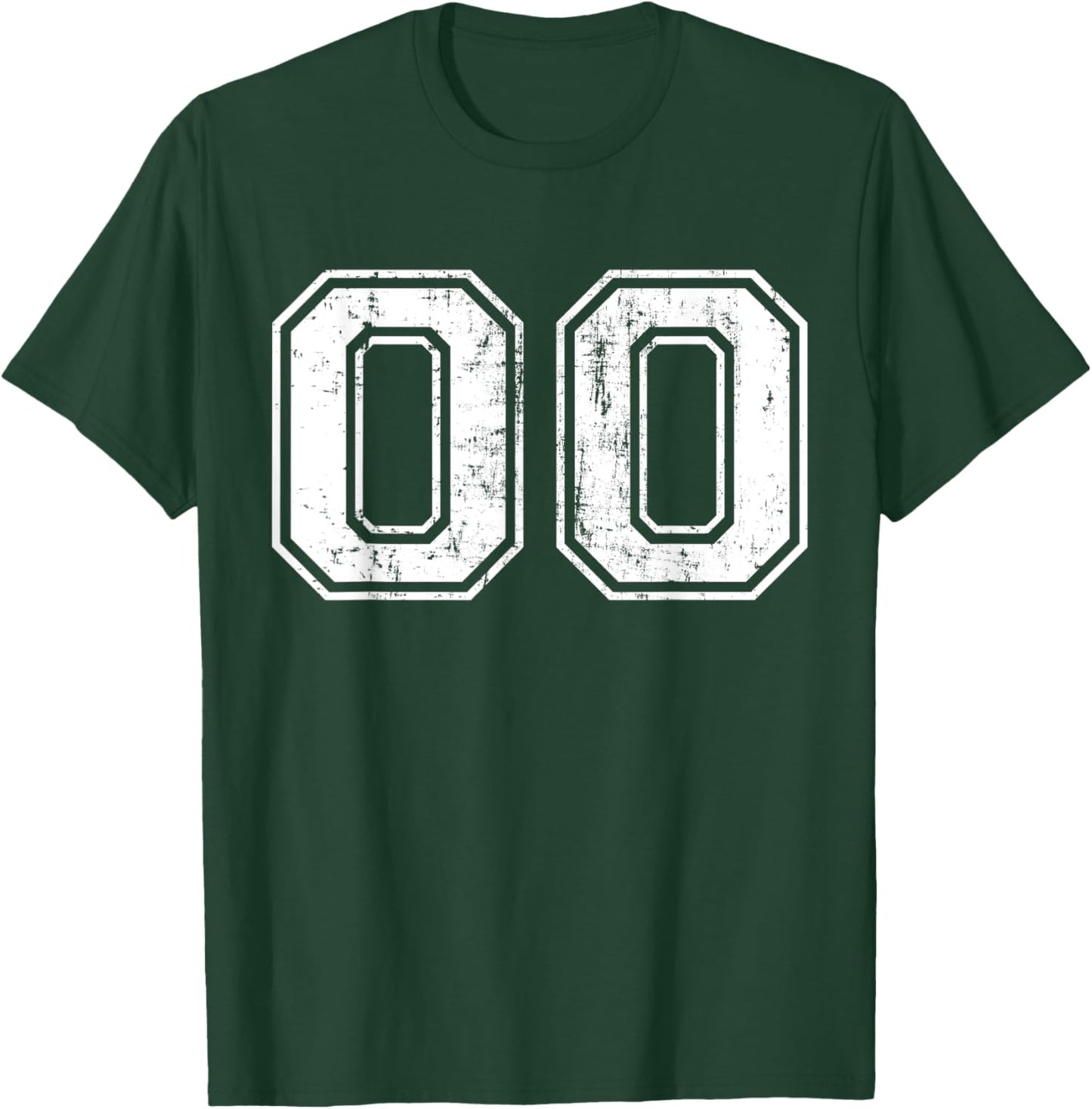 Number 00 Distressed Vintage Sports Training Practice Team T-Shirt - T-Shirt | Forest