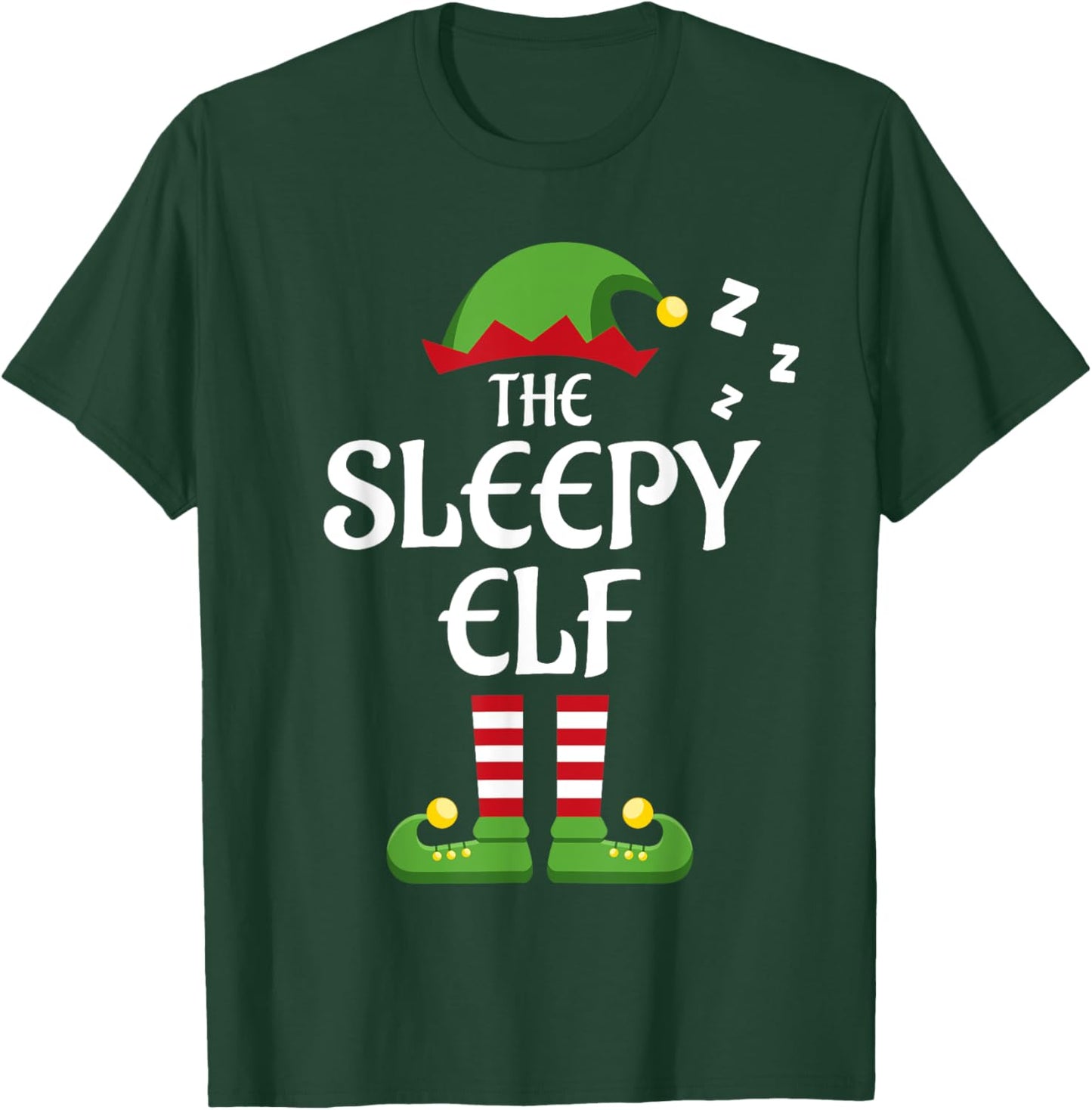 Sleepy Elf Family Matching Group Christmas T-Shirt - T-Shirt | Forest