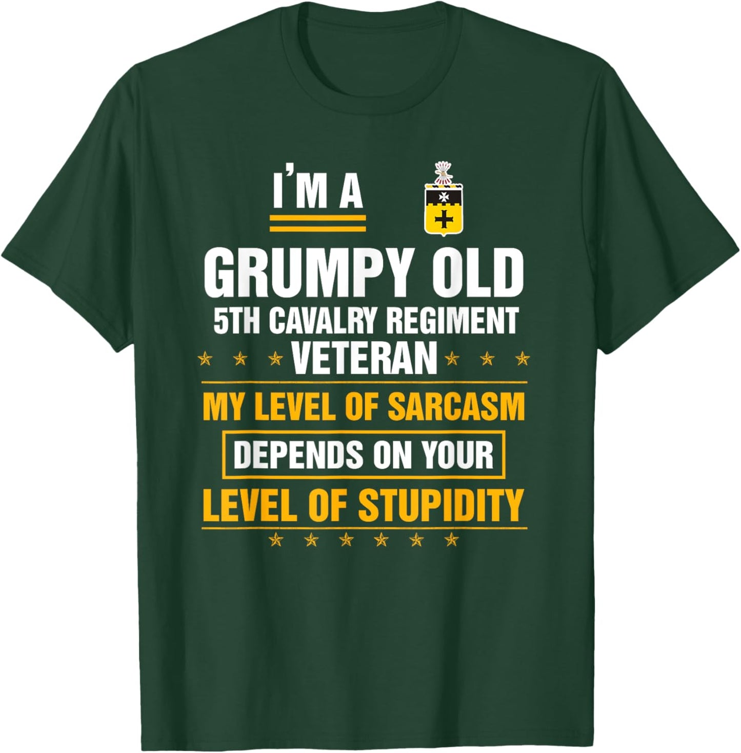 Grumpy Old 5th Cavalry Regiment Veteran Soldier Funny Xmas T-Shirt - T-Shirt | Forest
