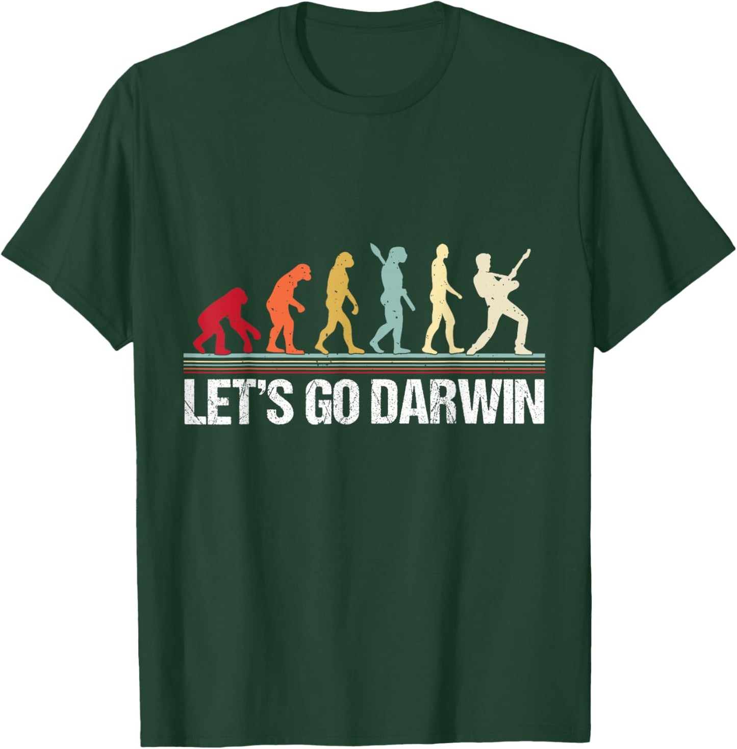Lets Go Darwin, Funny Guitarist Evolution, Let's Go Darwin T-Shirt - T-Shirt | Forest