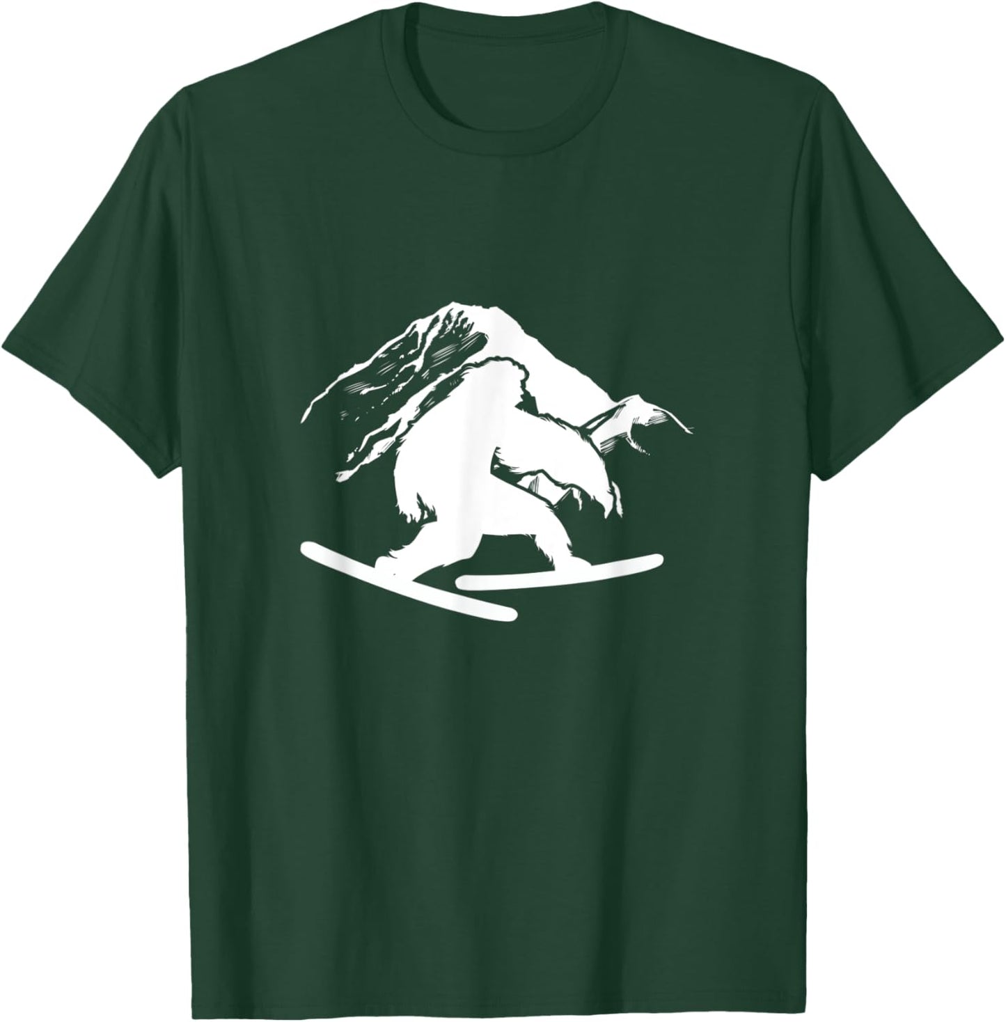 Skiing Bigfoot Mountain Sasquatch Ski Skier T-Shirt - T-Shirt | Forest