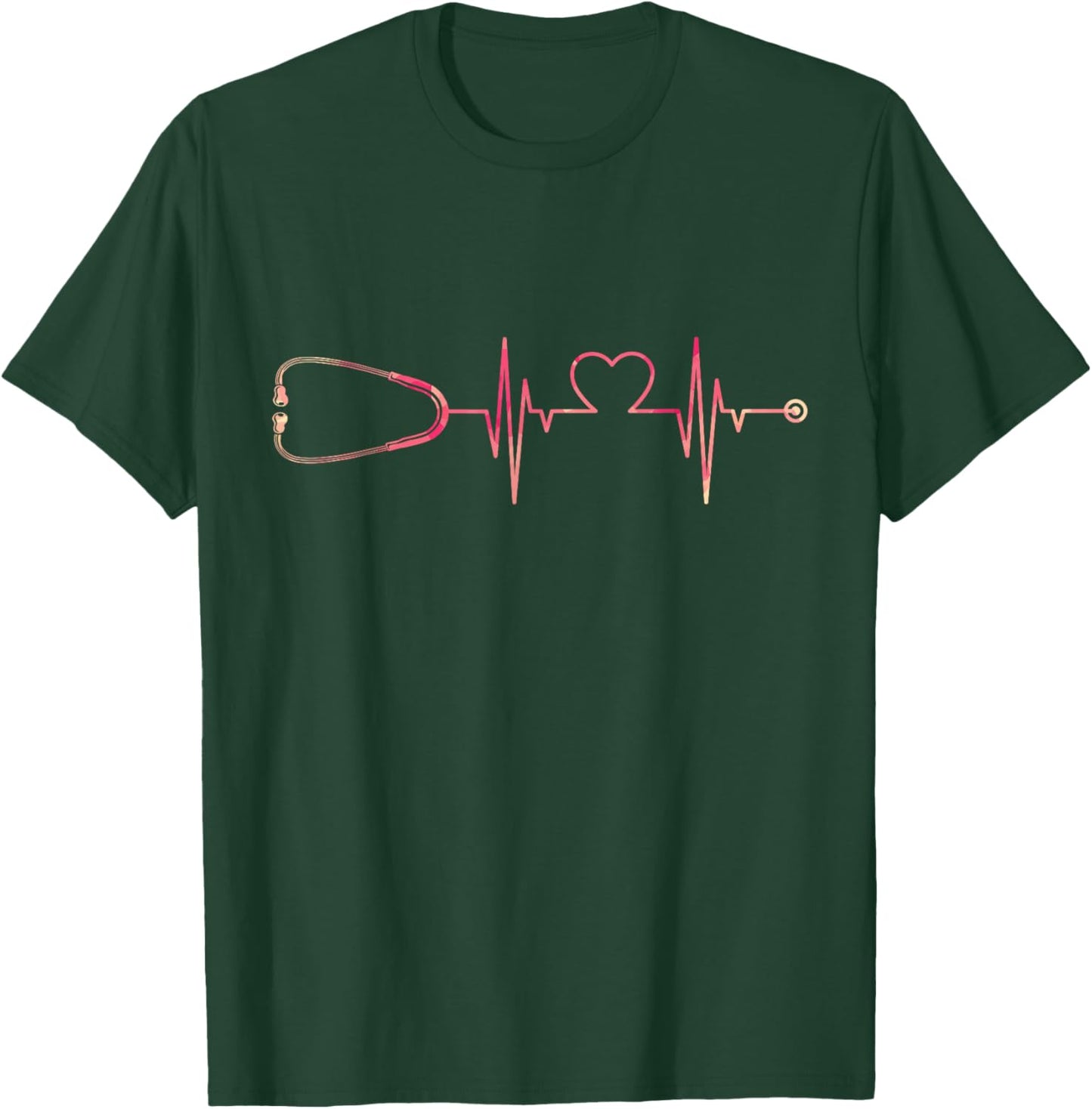 ECG Stetoscope Heartbeat Nurse Heart Doctor T-Shirt - T-Shirt | Forest