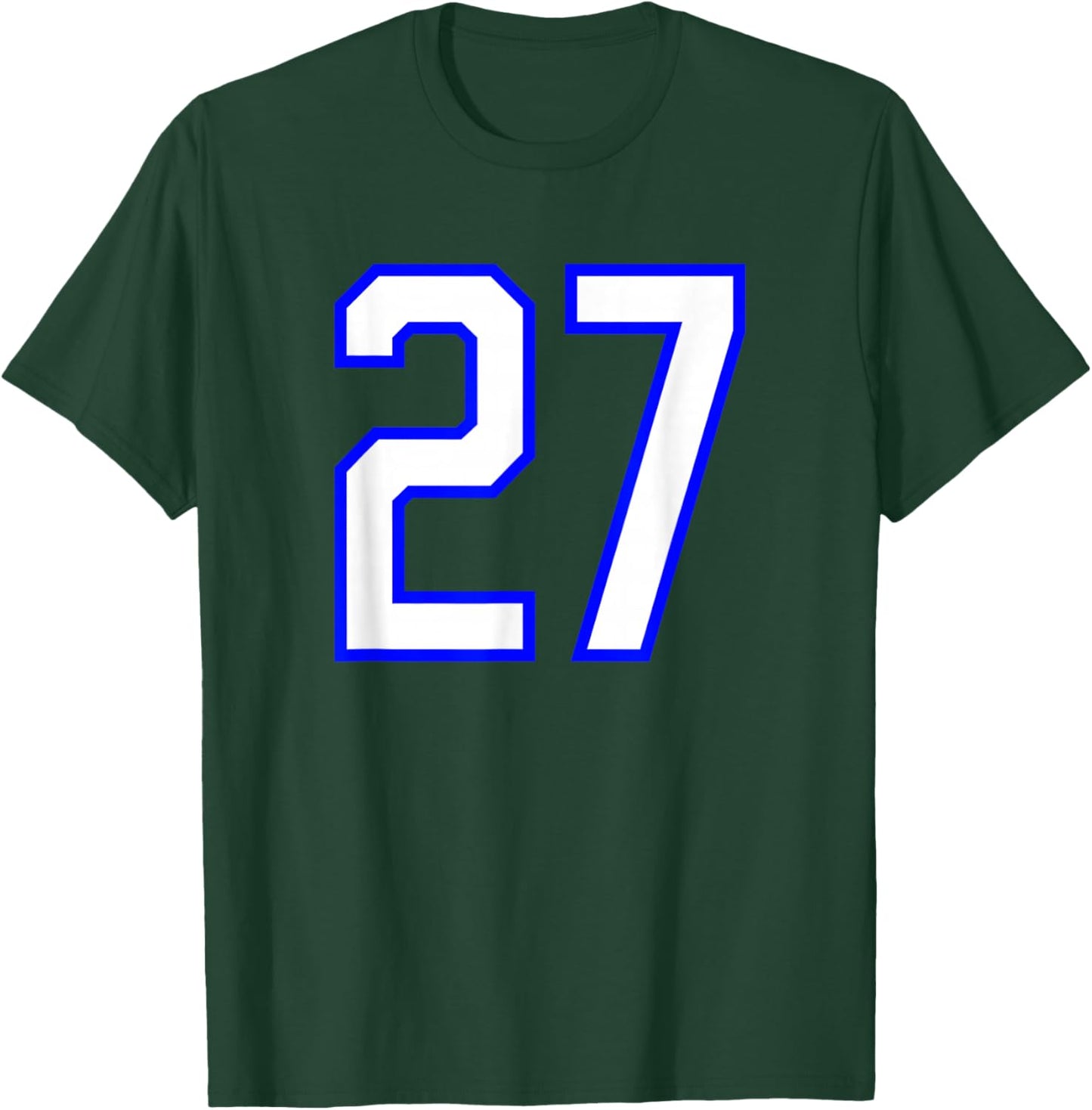 White Blue Sports Team Number #27 T-Shirt - T-Shirt | Forest