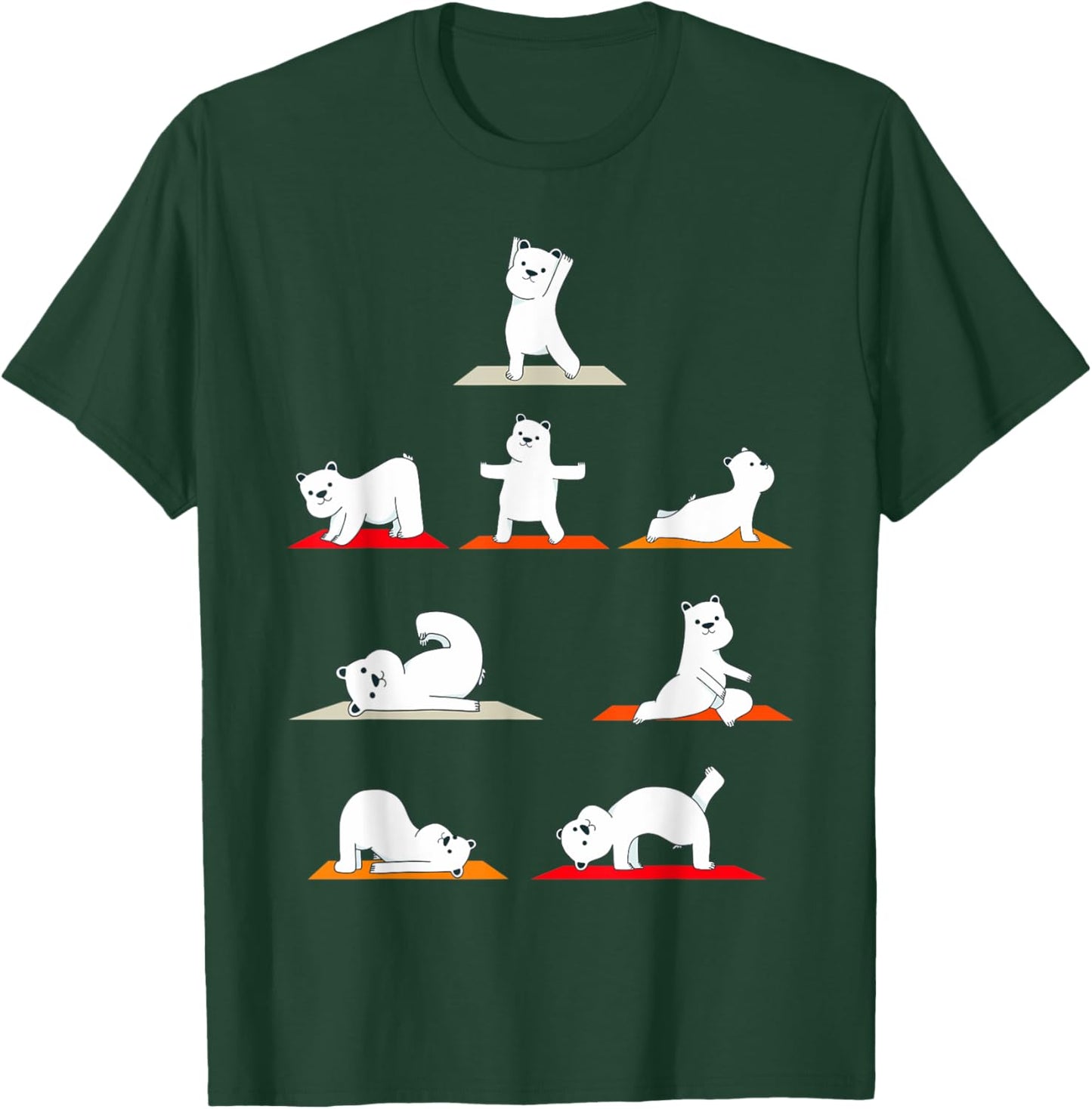 Polar Bear Yoga Poses Streching Polar Bears Meditation T-Shirt - T-Shirt | Forest