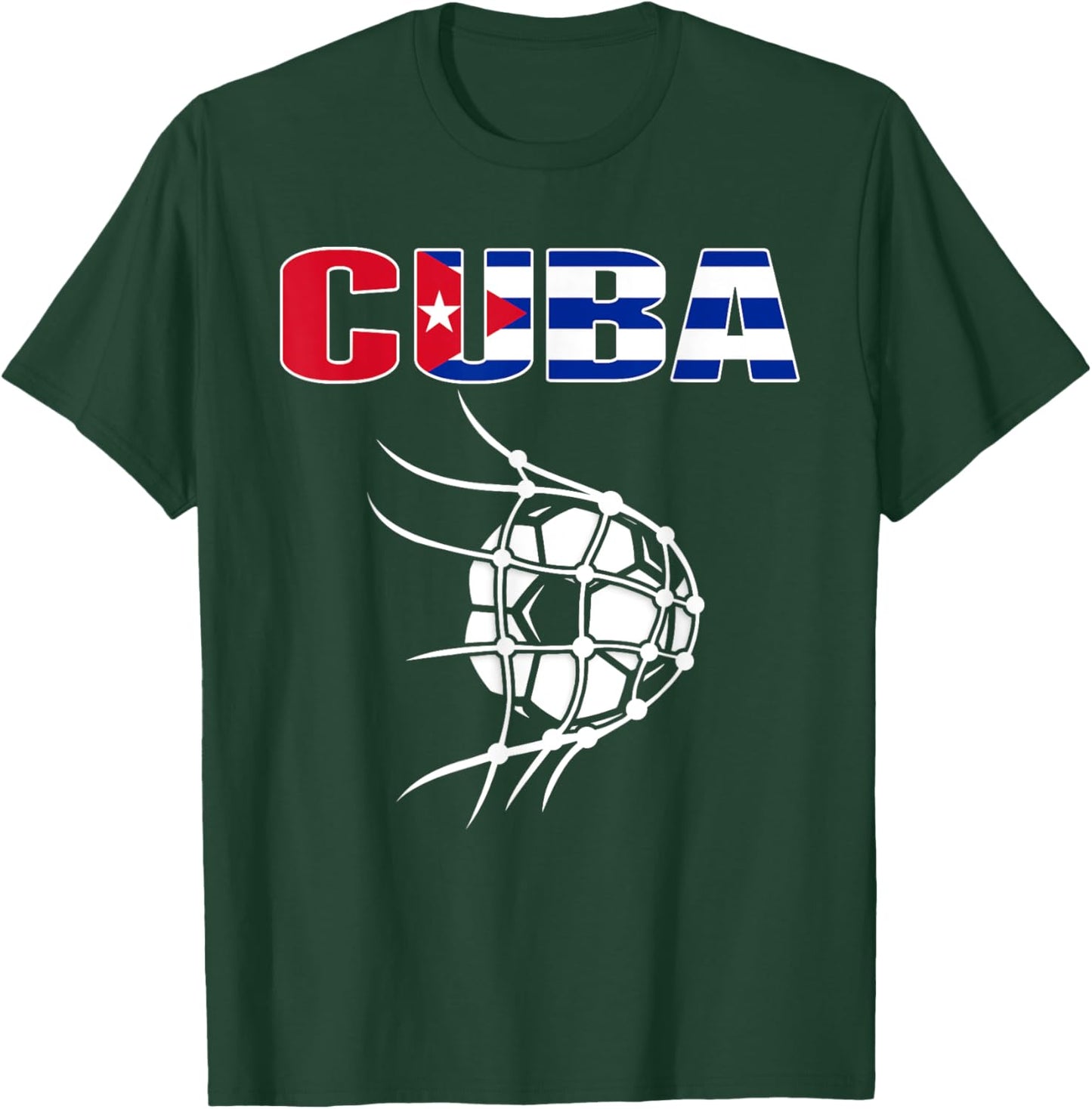 Cuba Soccer Ball In Net Goal - Support Cuban Football Team T-Shirt - T-Shirt | Forest