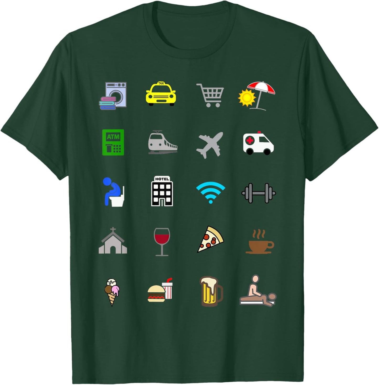 InGENIUS Tourism Translator Symbol Tourist Icons -Adults Black Small Modern Travel Icon Language Barrier Ico T-Shirt - T-Shirt | Forest
