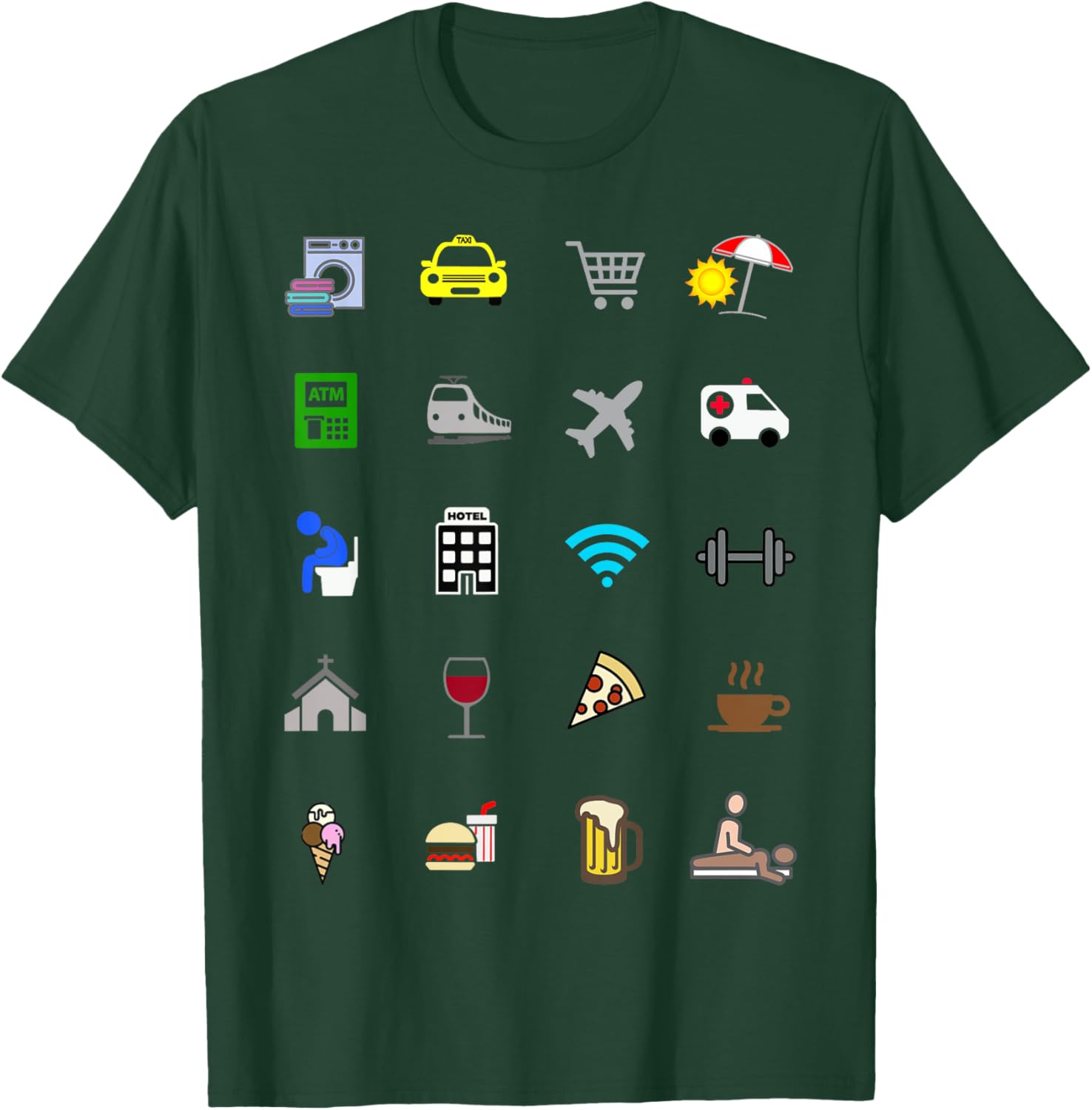 InGENIUS Tourism Translator Symbol Tourist Icons -Adults Black Small Modern Travel Icon Language Barrier Ico T-Shirt - T-Shirt | Forest