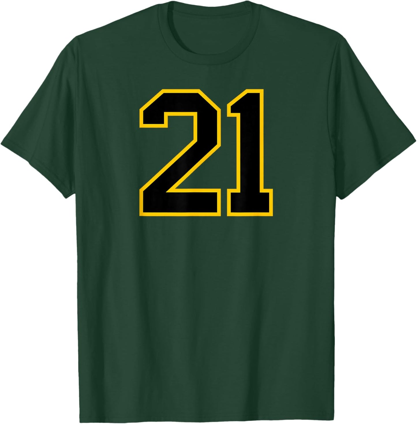 Yellow Black Sports Team Number #21 T-Shirt - T-Shirt | Forest