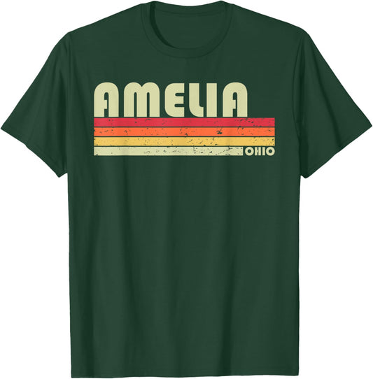 AMELIA OH OHIO Funny City Home Roots Gift Retro 70s 80s T-Shirt - T-Shirt | Forest