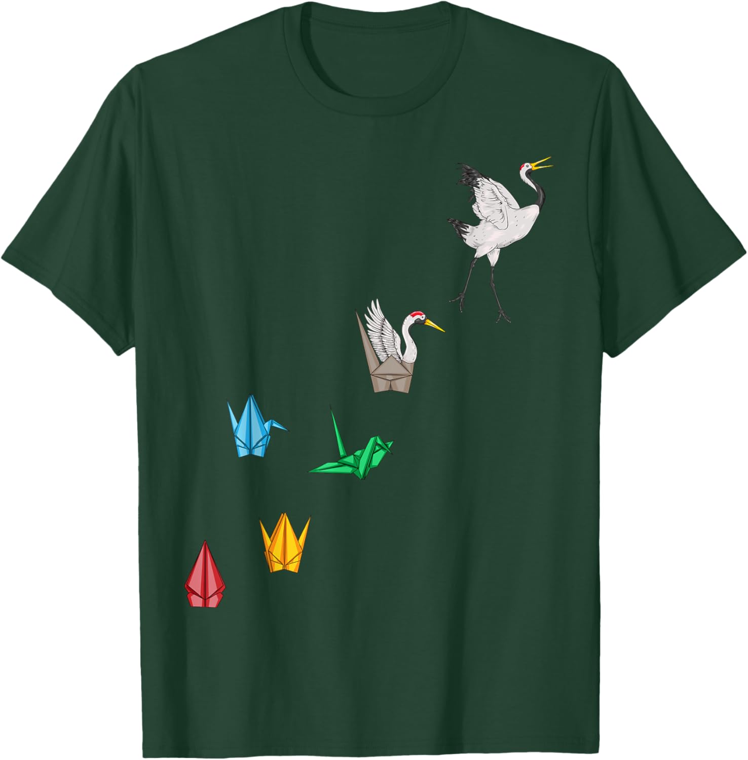 Origami Crane Shirt - Japanese Origami Paper Folding Crane T-Shirt - T-Shirt | Forest