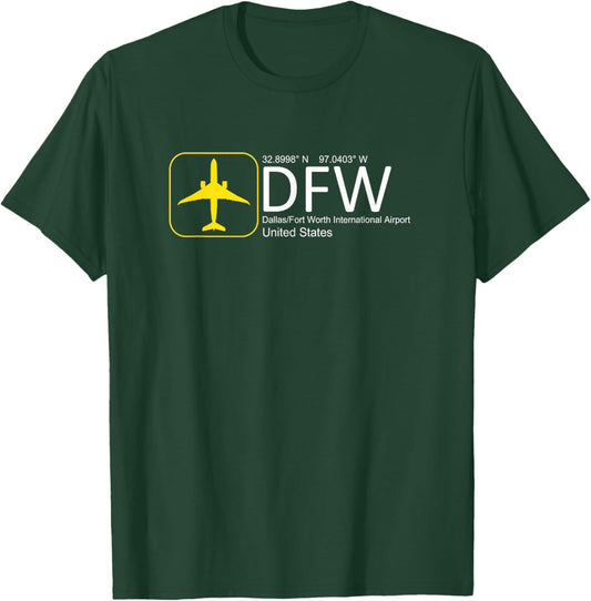 Dallas Fort Worth DFW Texas Airport Flight Aviation Graphic T-Shirt - T-Shirt | Forest