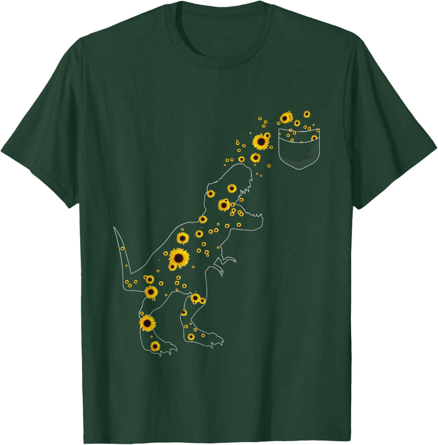 Sunshine Dinosaurs T-rex Sunflower Rex Sun Flower dinosaur Women Girls Kids T-Shirt - T-Shirt | Forest