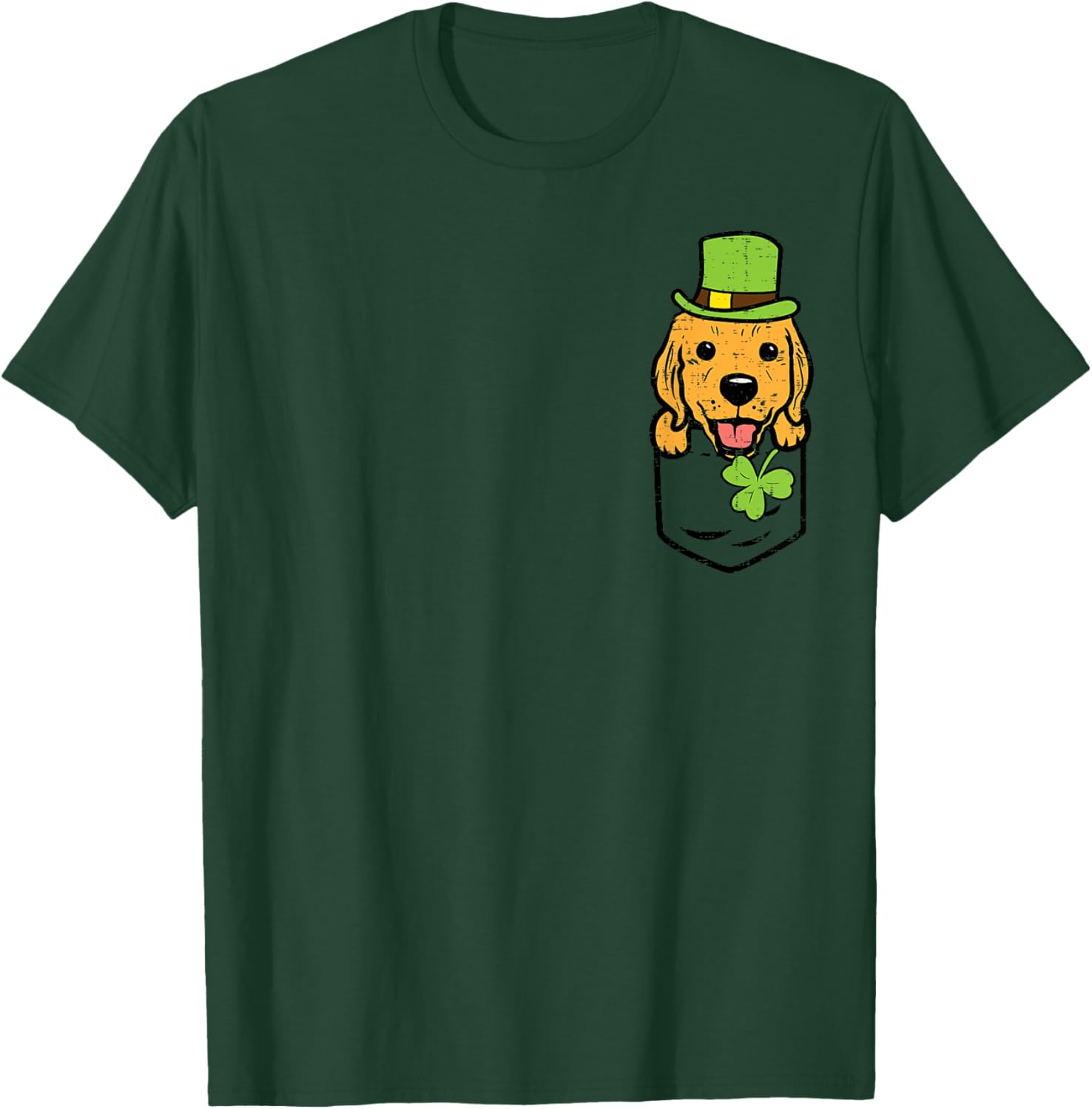 Irish Pocket Golden Retriever Saint Paddys St Patricks Day T-Shirt - T-Shirt | Forest