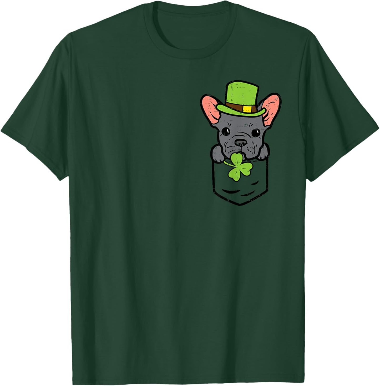Irish Pocket French Bulldog Dog Saint Paddys St Patricks Day T-Shirt - T-Shirt | Forest