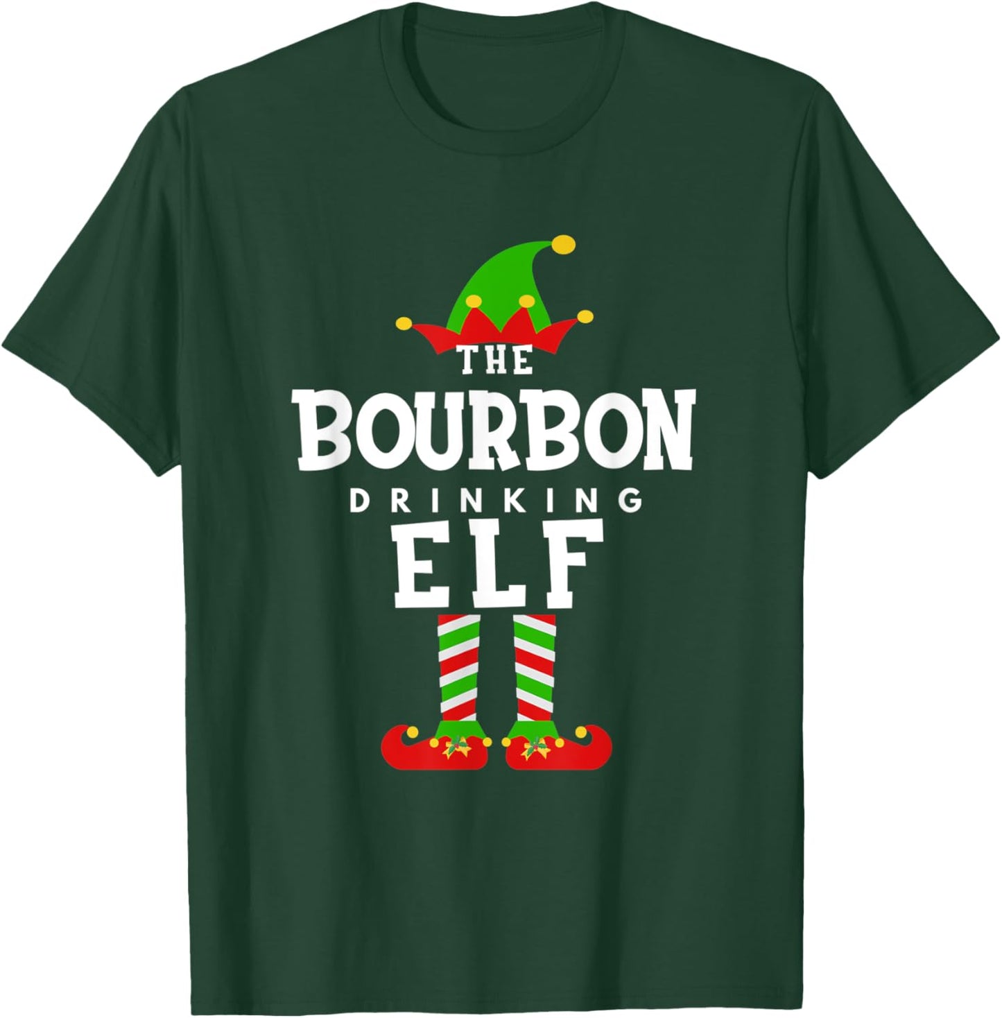 The Bourbon Drinking Elf Costume Christmas Morning Matching T-Shirt - T-Shirt | Forest