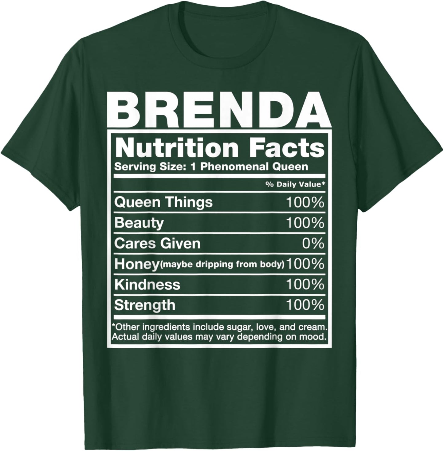 Brenda Nutrition Facts Brenda Name Birthday Shirt T-Shirt - T-Shirt | Forest