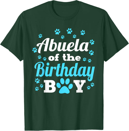Abuela Of The Birthday Boy Dog Paw Bday Party Celebration T-Shirt - T-Shirt | Forest