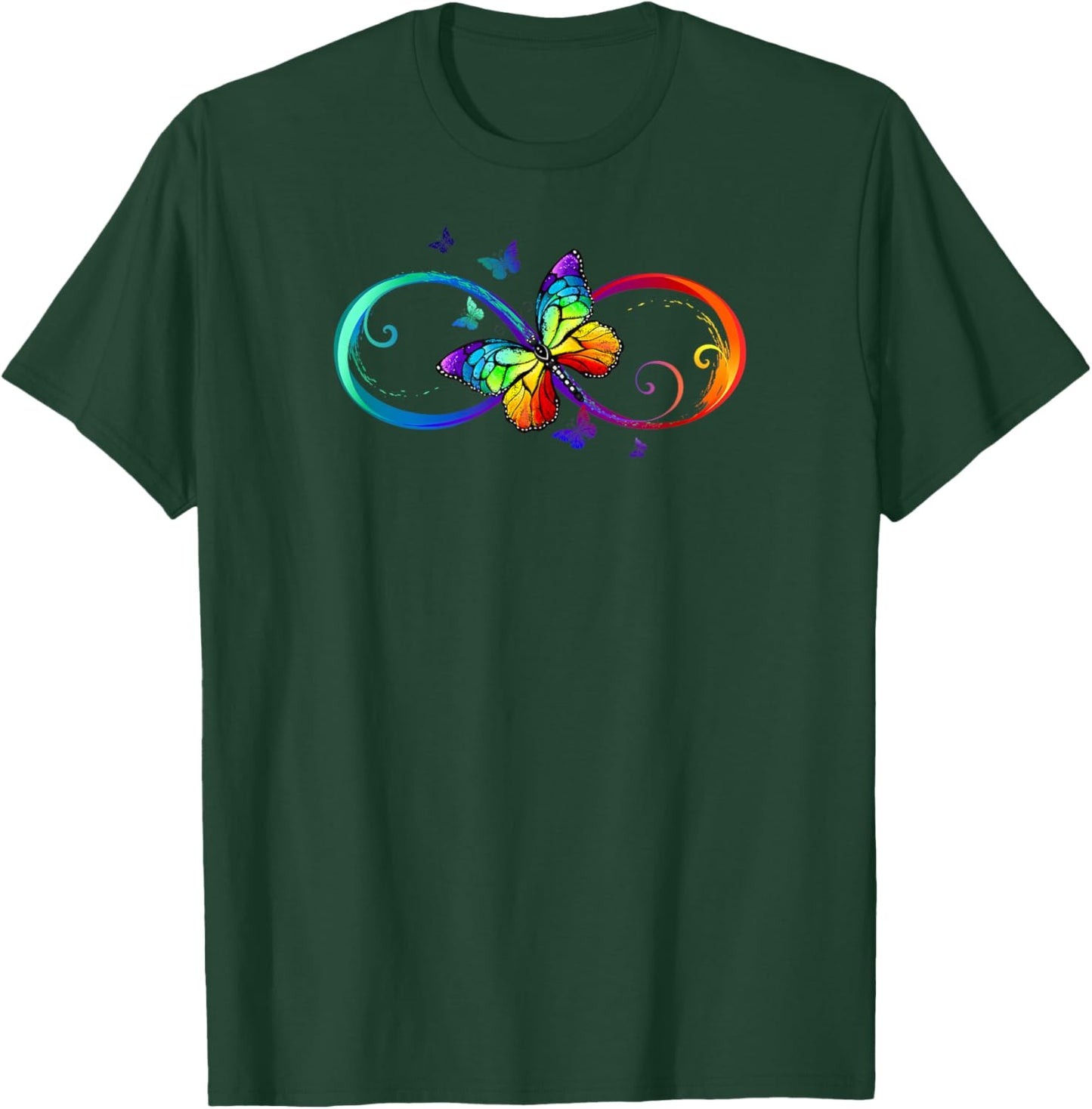 Butterfly Infinity Symbol Art Autism Awareness Neurodiverse T-Shirt - T-Shirt | Forest
