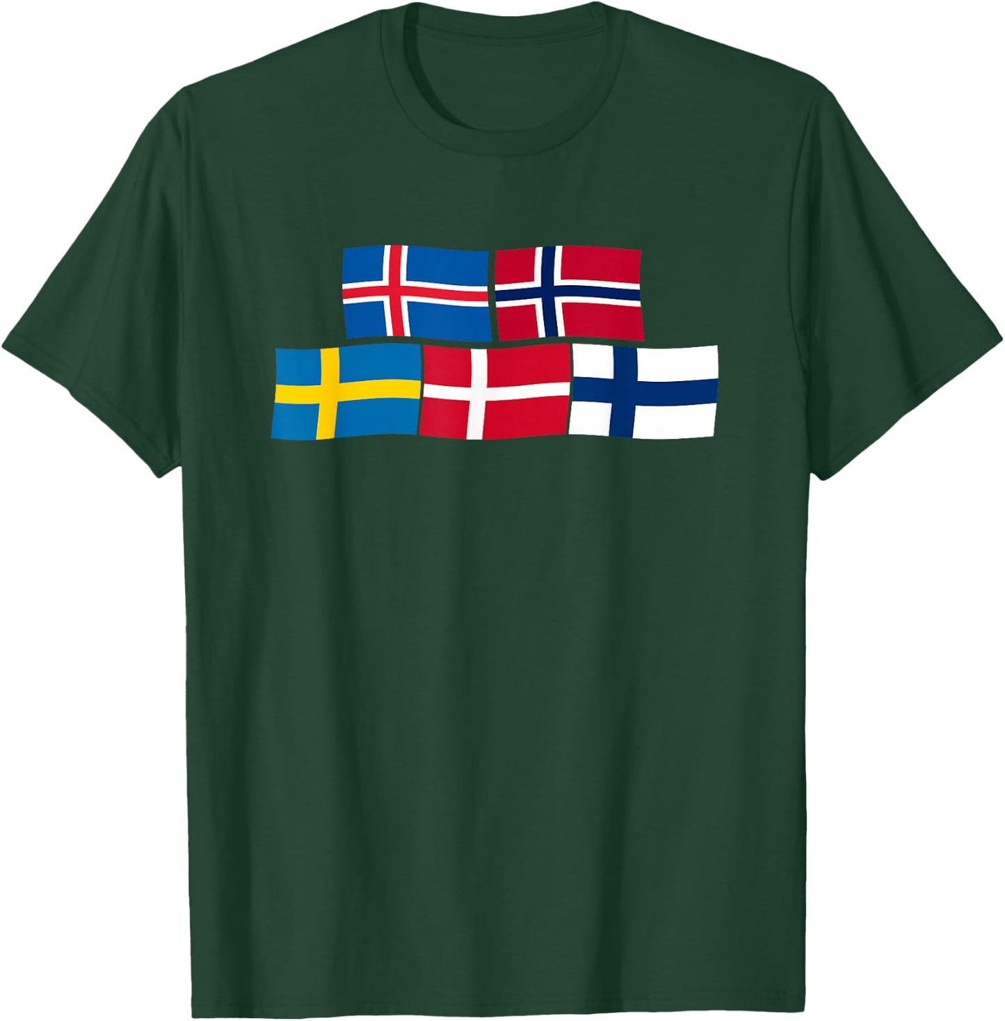 Scandinavian Flags, Nordic Countries T-Shirt - T-Shirt | Forest