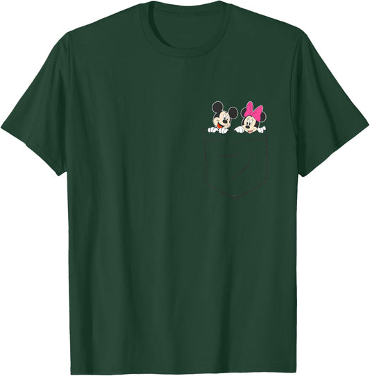 Disney Mickey & Minnie Mouse Small Pocket Couple T-Shirt - T-Shirt | Forest