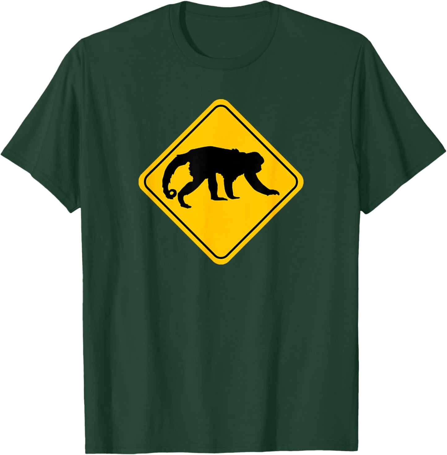 Howler Monkey Crossing Road Sign Classic Minimalist Graphic T-Shirt - T-Shirt | Forest