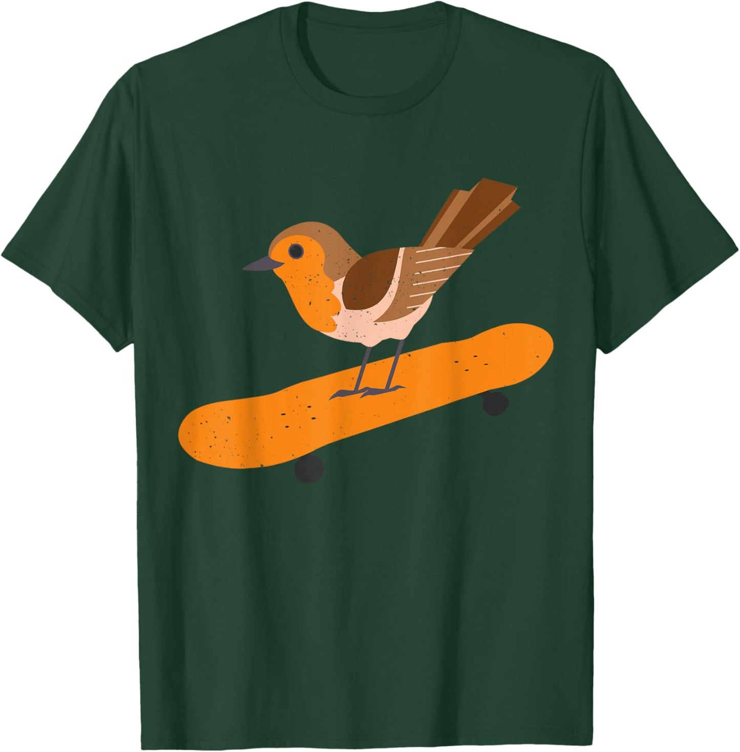 Skating robin bird skateboard ornithologist gift T-Shirt - T-Shirt | Forest