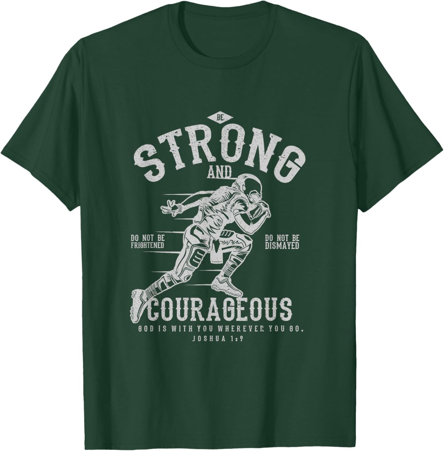 Faith Apparel Christian Football - Women's, Black, Small, Short Sleeve, Classic Fit, Collarless, Modern, Motivation, Football, Joshua 1:9 T-Shirt - T-Shirt | Forest