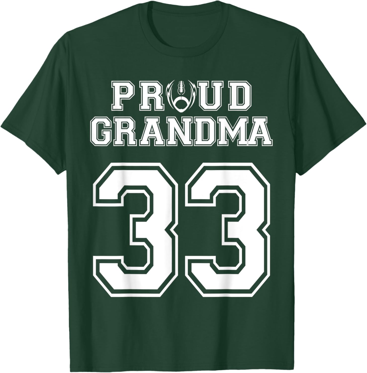 Custom Proud Football Grandma Number 33 Personalized Women T-Shirt - T-Shirt | Forest