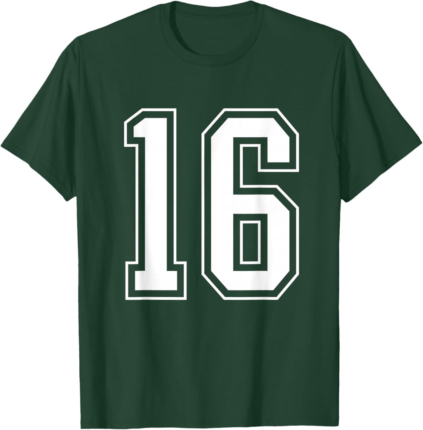 Varsity Jersey Number 16 T-Shirt - T-Shirt | Forest