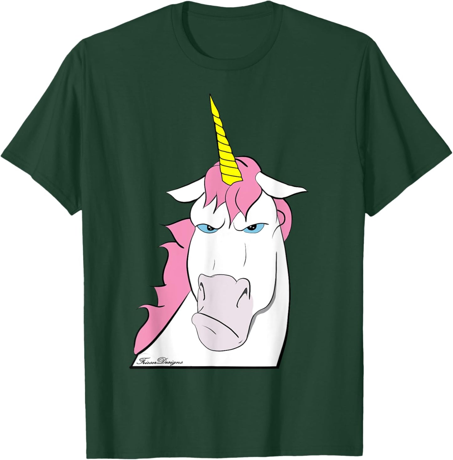 Funny Grumpy Comic Unicorn with Bad Mood T-Shirt - T-Shirt | Forest