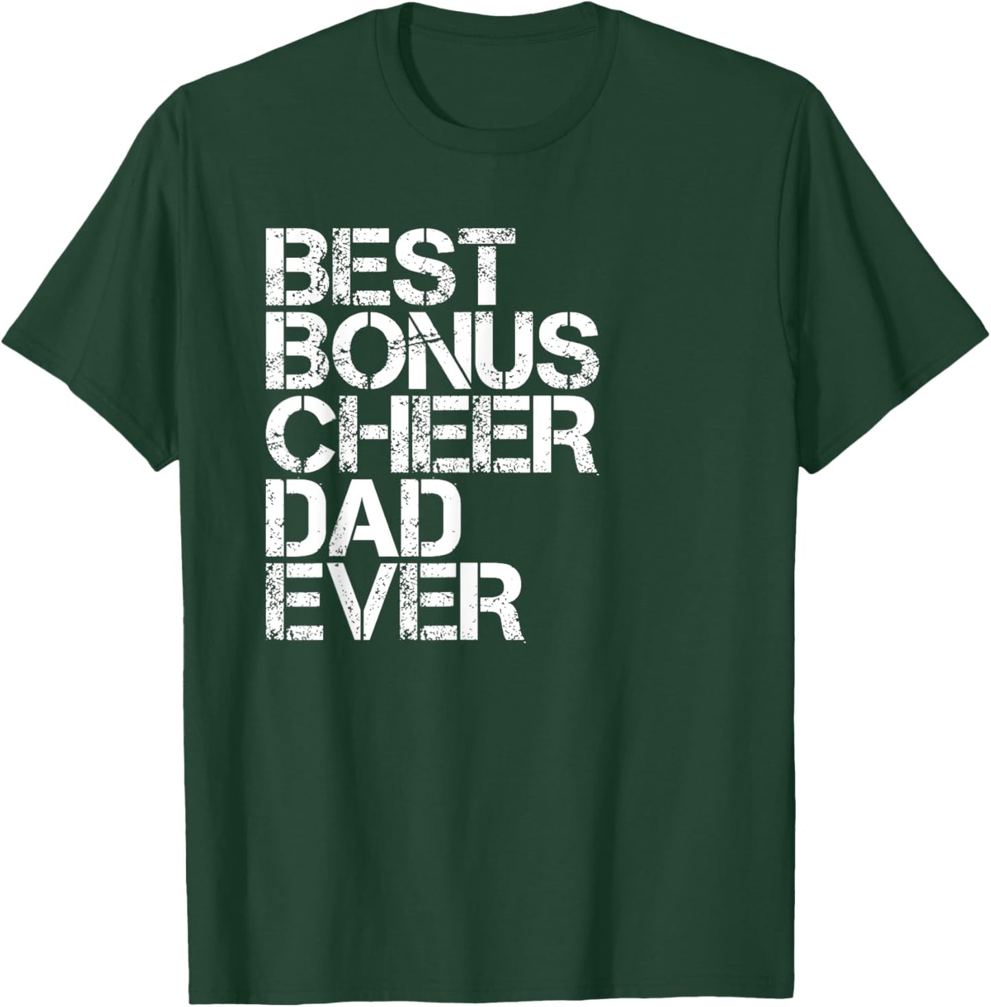 Best Bonus Cheer Dad Ever Cheerleading Stepdad Vintage Retro T-Shirt - T-Shirt | Forest