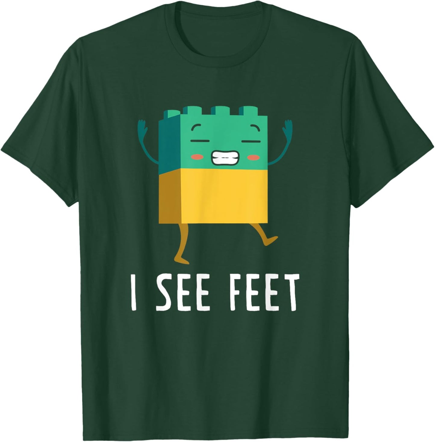 Funny See Feet Big Building Blocks Master Builder Engineer T-Shirt - T-Shirt | Forest