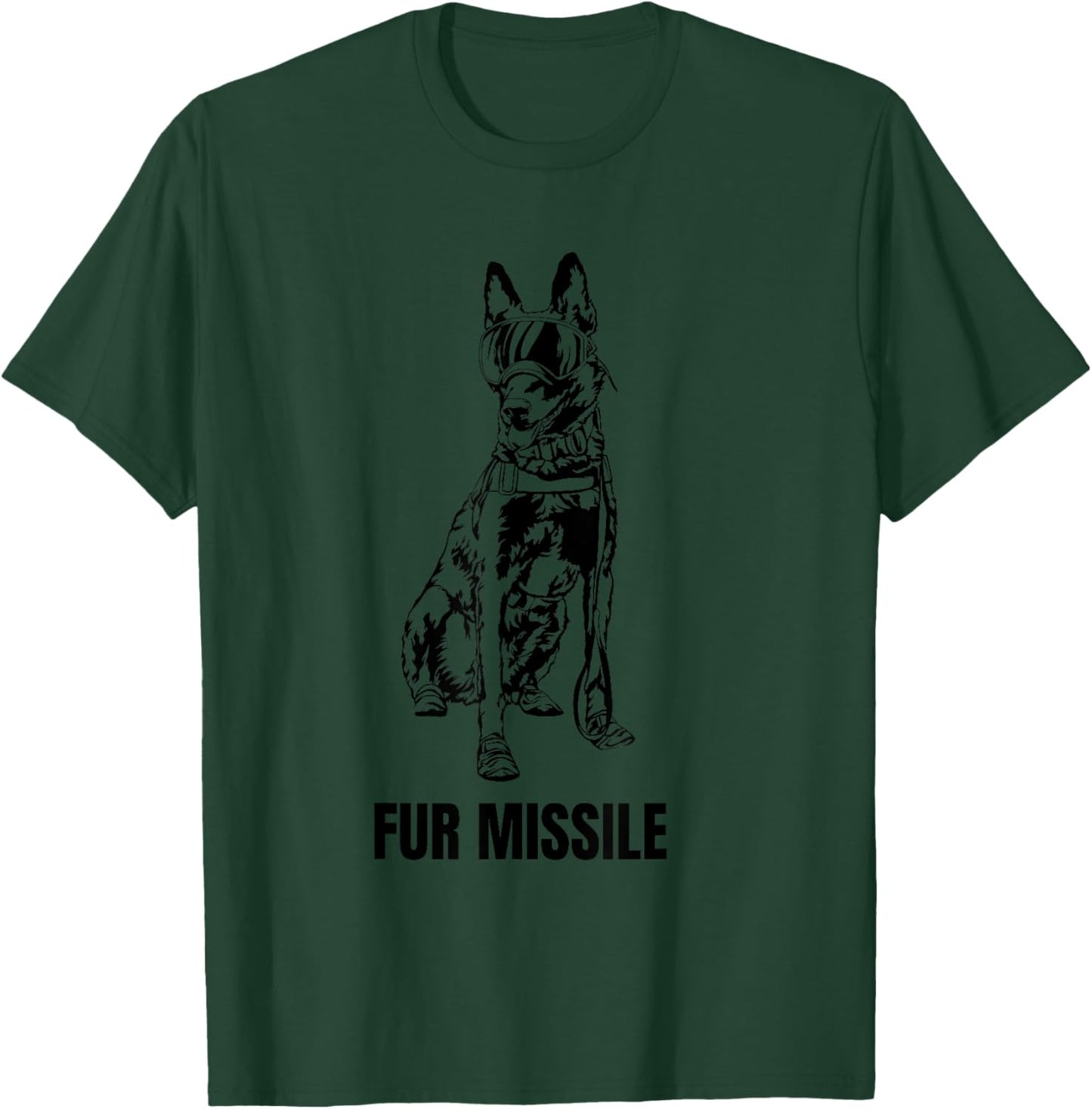 Fur Missile - Funny Black Belgian Malinois Dog Shirt T-Shirt - T-Shirt | Forest