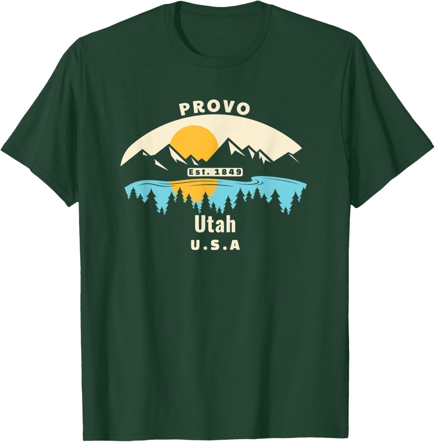 Provo Utah Souvenir Mountain Sunset River T-Shirt - T-Shirt | Forest