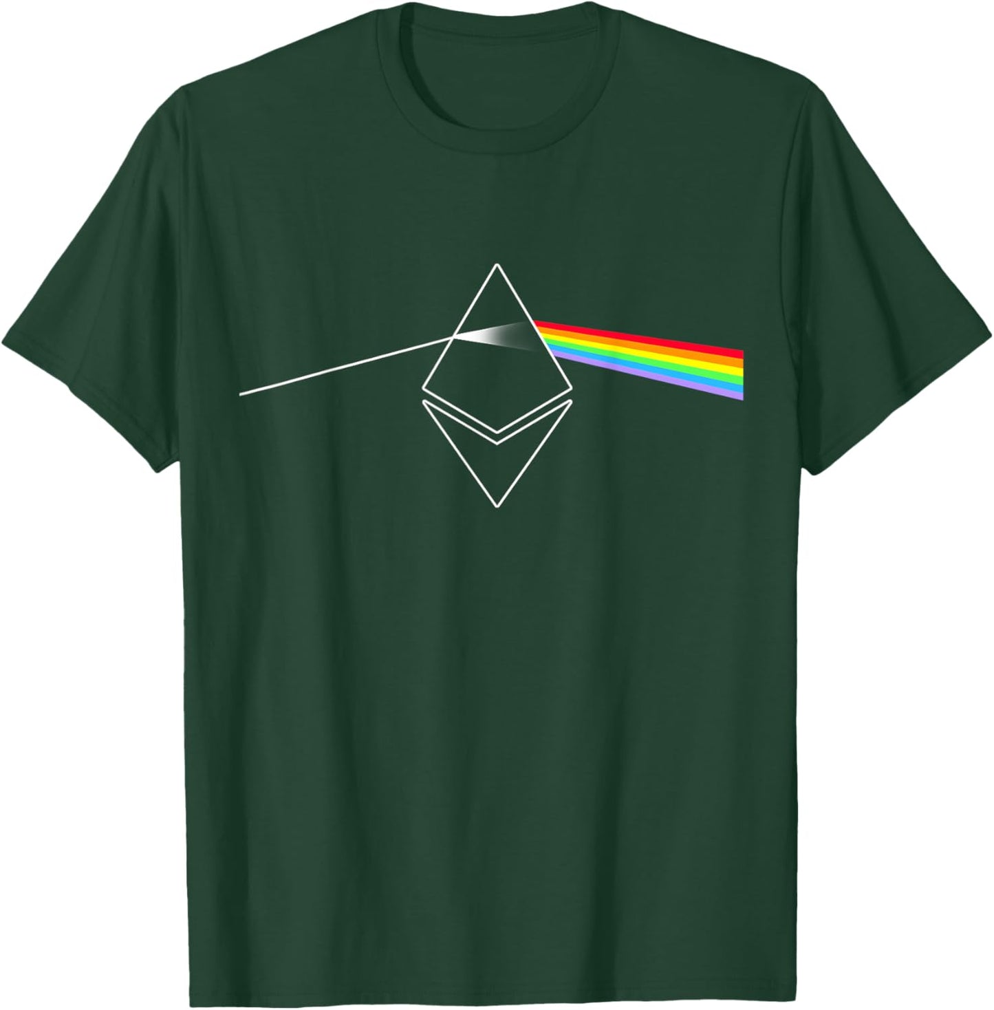 Miftees Crypto Ethereum Prism Rainbow Light -Adults Black T-Shirt - T-Shirt | Forest