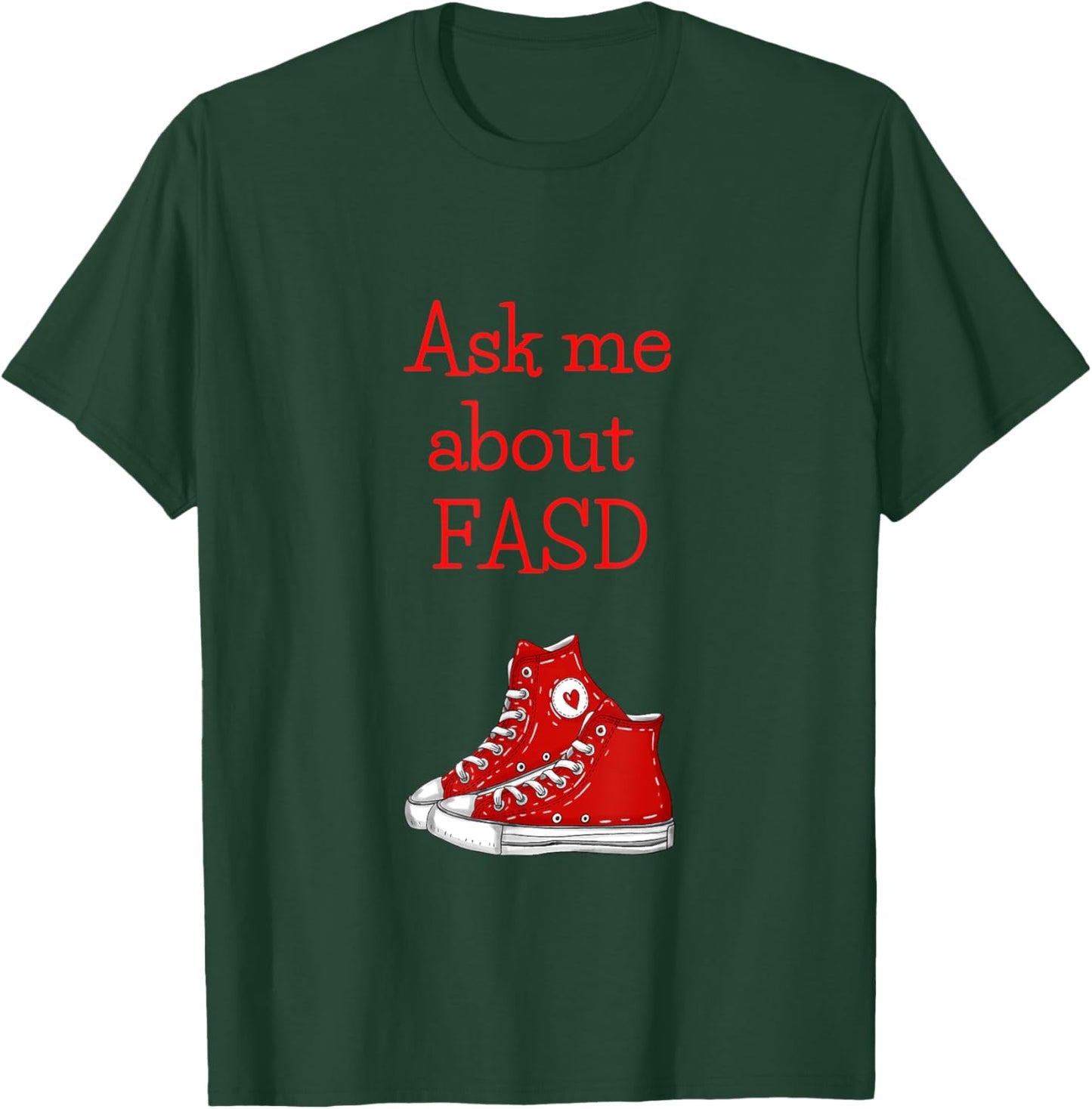 CLM Designs 'Ask Me About FASD' Women's Black Modern Letter Print T-Shirt - T-Shirt | Forest