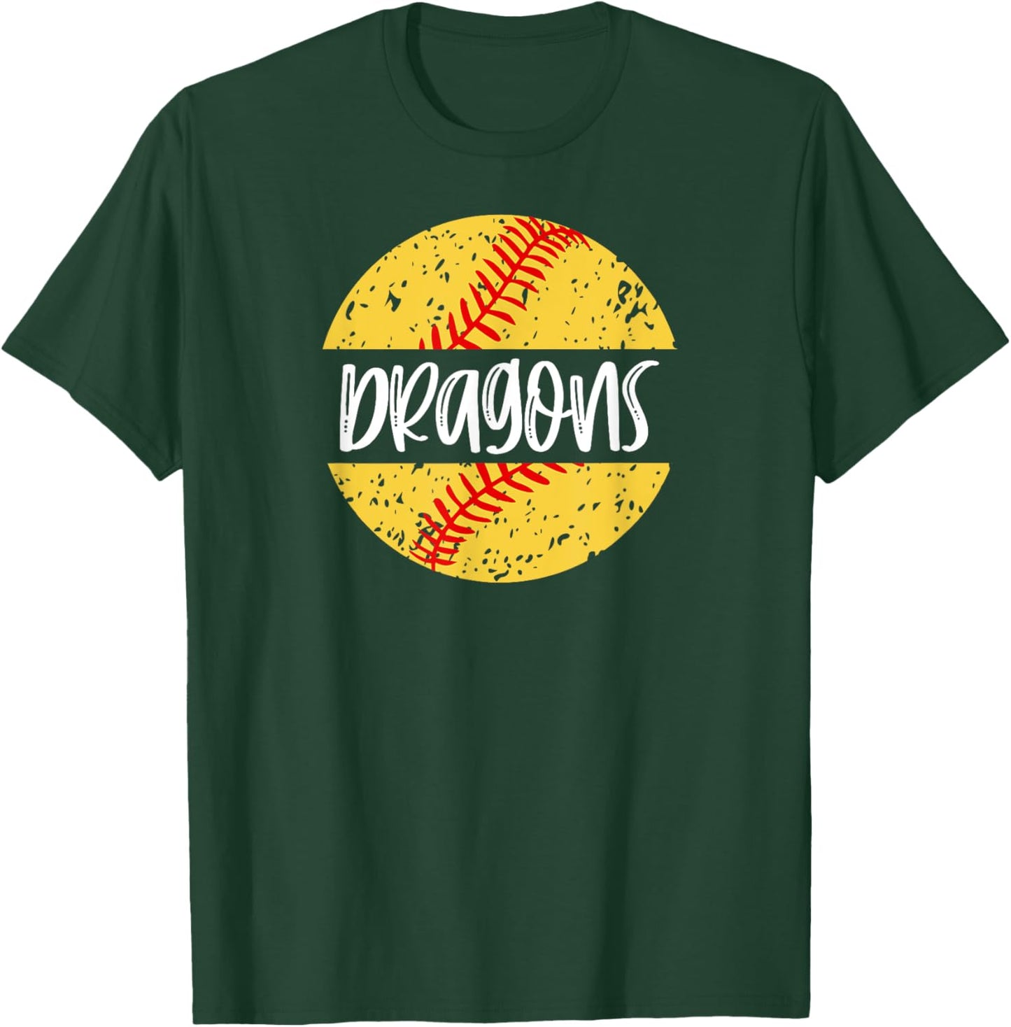 Dragons Softball Team Mascot School Spirit Game Day T-Shirt - T-Shirt | Forest
