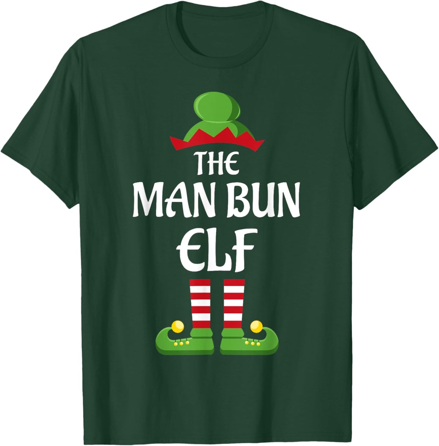 Man Bun Elf Family Matching Group Christmas T-Shirt - T-Shirt | Forest