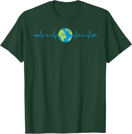 Earth Heartbeat Funny Earth’s Day Save Our Planet Graphic T-Shirt - T-Shirt | Forest